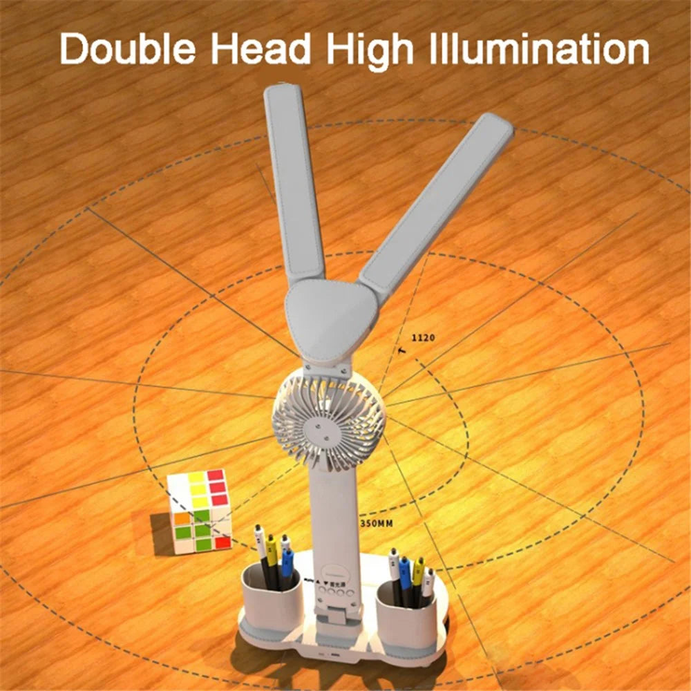 Multifunction LED Desk Lamp Fan Clock Touch Controlled Reading Light Pen Holder (USB Plug) - 4