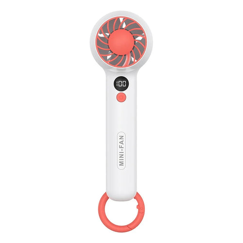 Handheld Fan USB Rechargeable Digital Display Cooling Fan with Hook Design - White - 1