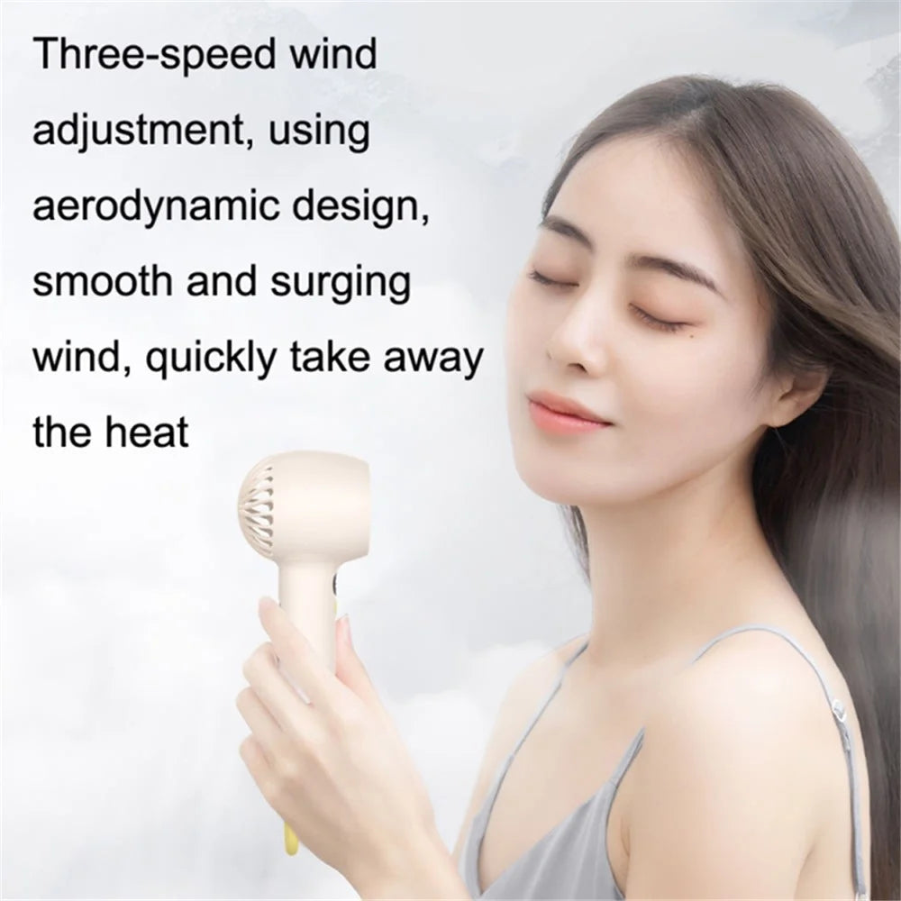 Handheld Fan USB Rechargeable Digital Display Cooling Fan with Hook Design - White - 3