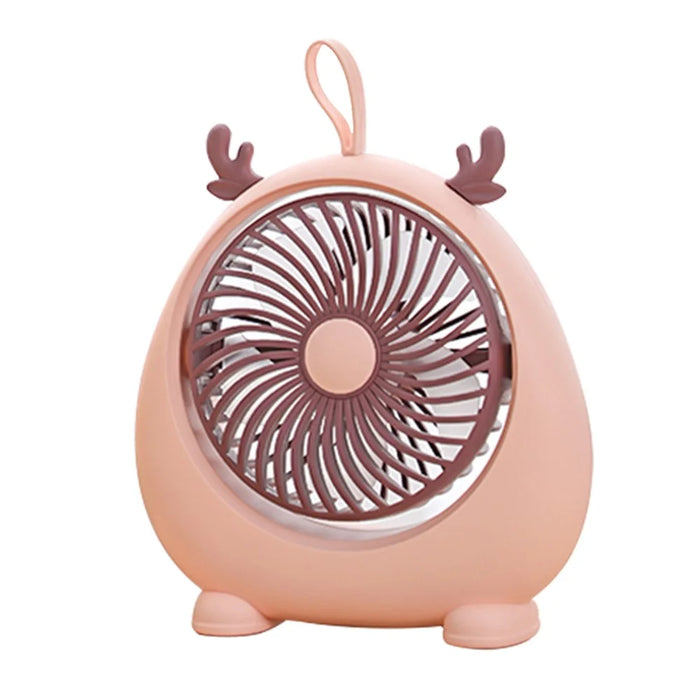 MEILISOON Rechargeable Summer Mini Desktop Fan Cooler Cute Cartoon 2-Speed Cooling Fan - Pink - 1