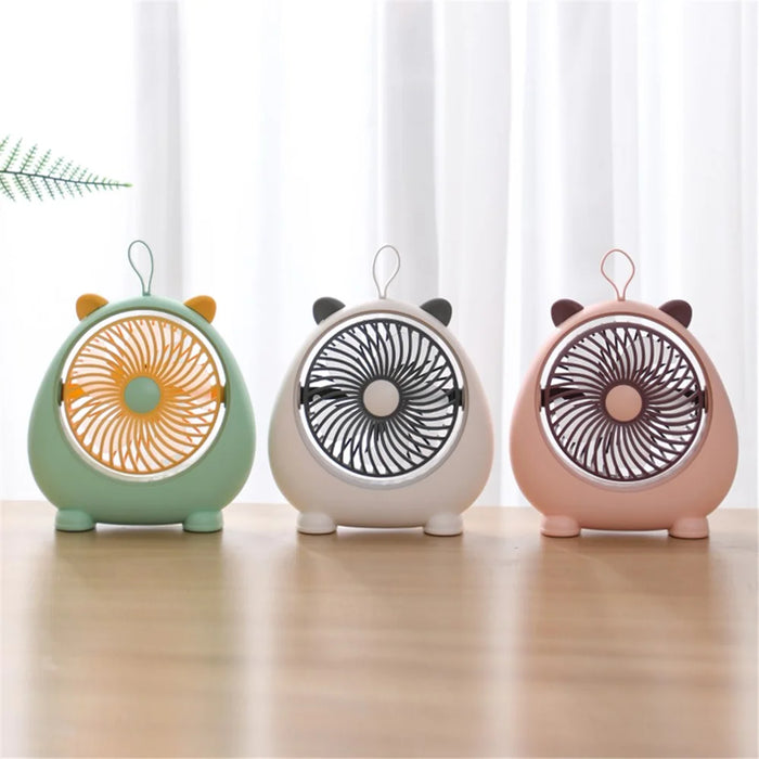 MEILISOON Rechargeable Summer Mini Desktop Fan Cooler Cute Cartoon 2-Speed Cooling Fan - Pink - 5