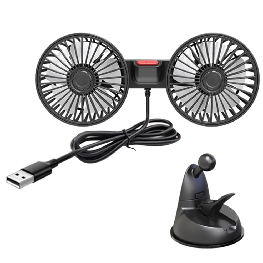 F4206 3 Gears Adjustable Sucker Car Fan 360 Degree Rotatable Double Head Air Fan - 1
