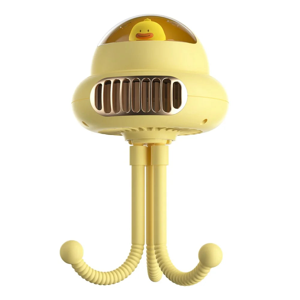 Cartoon Octopus Flexible Tripod Baby Stroller Fan Night Light Summer Fan Cooler, 4000mAh Battery - Yellow - 1