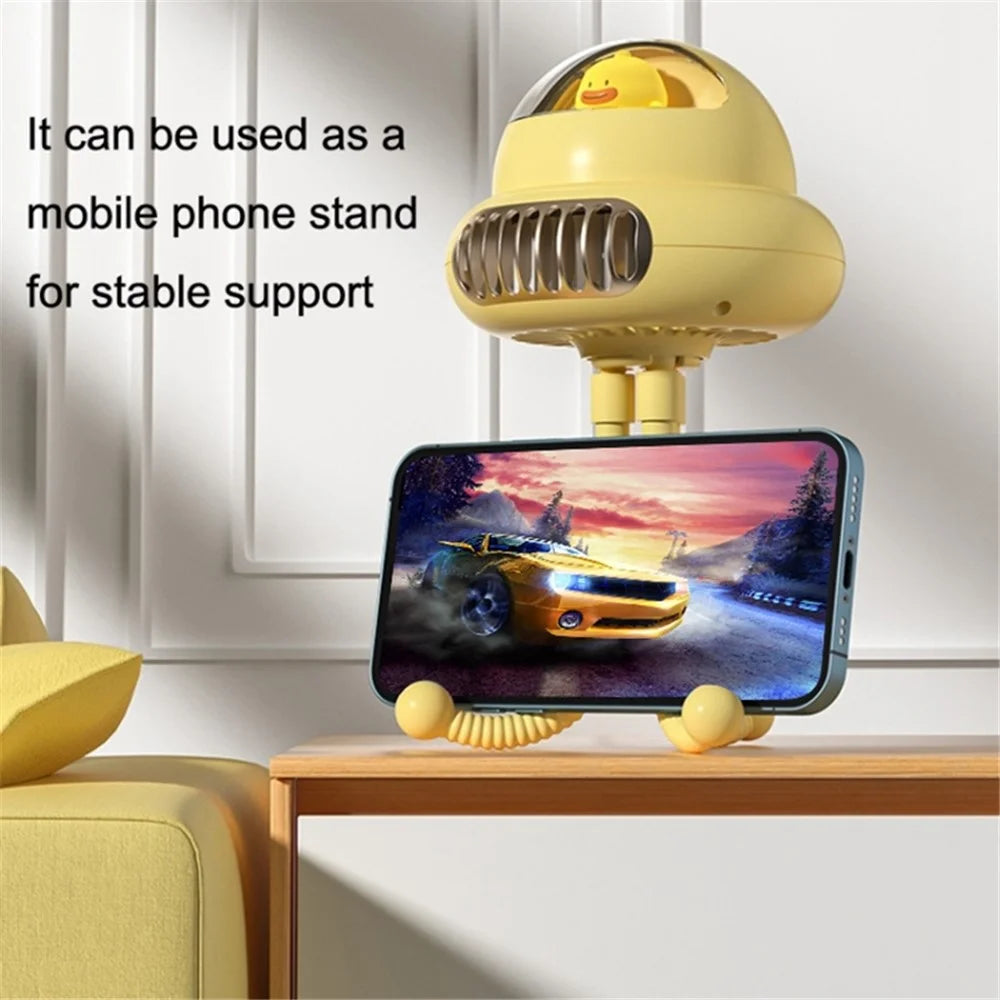 Cartoon Octopus Flexible Tripod Baby Stroller Fan Night Light Summer Fan Cooler, 4000mAh Battery - Yellow - 2