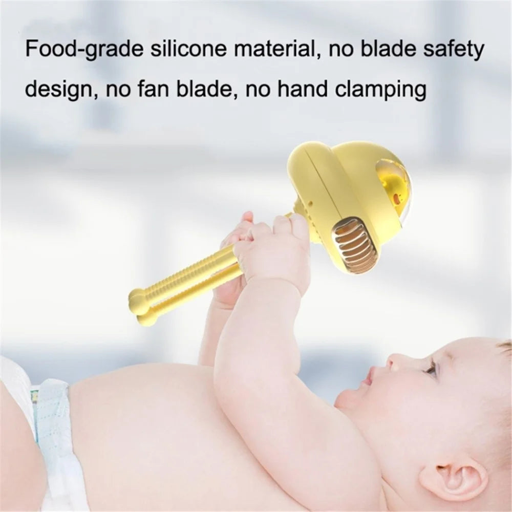 Cartoon Octopus Flexible Tripod Baby Stroller Fan Night Light Summer Fan Cooler, 4000mAh Battery - Yellow - 3