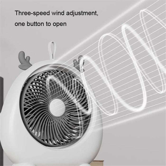 Cute Deer Ear Design Cooling Fan USB Power Home Office Portable Fan with 3 Wine Speed Adjustments, Size L - Green - 3