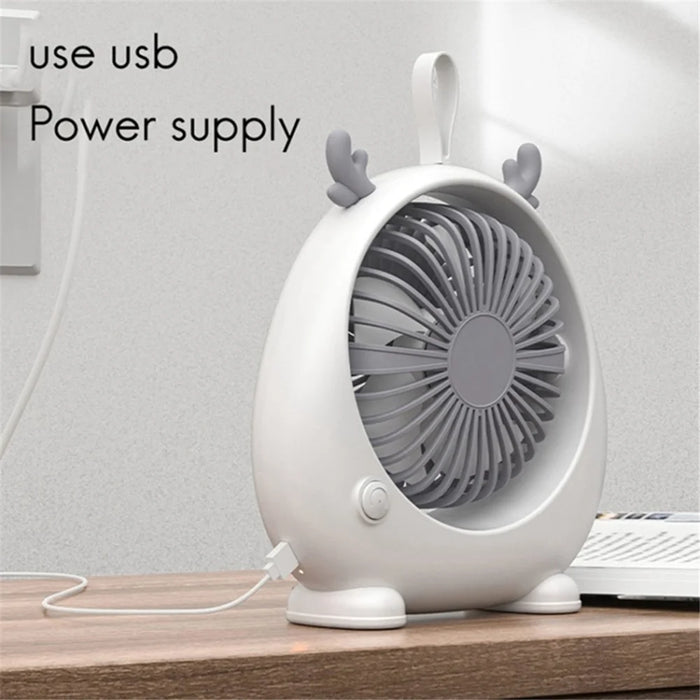 Cute Deer Ear Design Cooling Fan USB Power Home Office Portable Fan with 3 Wine Speed Adjustments, Size L - Green - 4