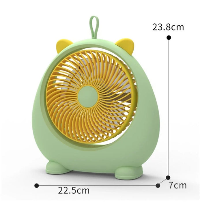 Cute Deer Ear Design Cooling Fan USB Power Home Office Portable Fan with 3 Wine Speed Adjustments, Size L - Green - 7