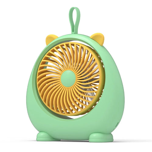 Cute Cat Ear Design Portable Fan USB Rechargeable Cooling Fan with 3 Wine Speed Adjustments, Size L - Green - 1