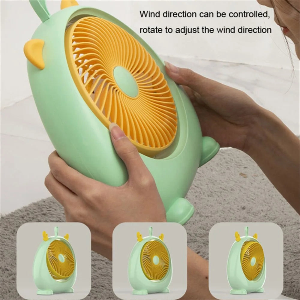 Cute Cat Ear Design Portable Fan USB Rechargeable Cooling Fan with 3 Wine Speed Adjustments, Size L - Green - 2