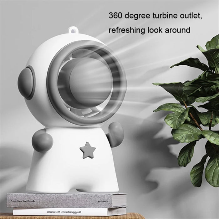 Astronaut Shape Small Fan 3 Gears Low Noise Portable Handheld Fan with Keychain - Pink - 3
