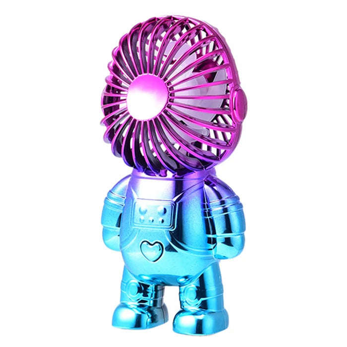 Electroplating Astronaut ABS Mini Handheld Desktop Fan Summer Fan Cooler with Gradient Light - Rose - 1