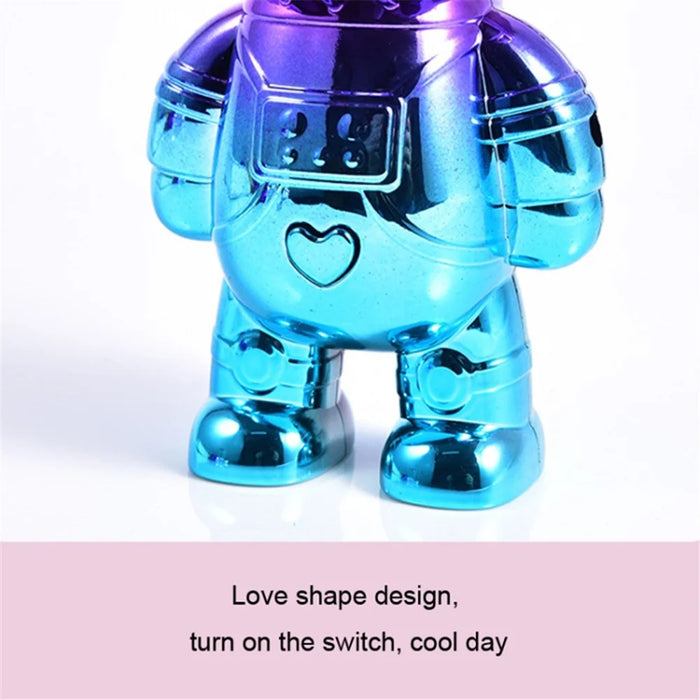 Electroplating Astronaut ABS Mini Handheld Desktop Fan Summer Fan Cooler with Gradient Light - Rose - 7