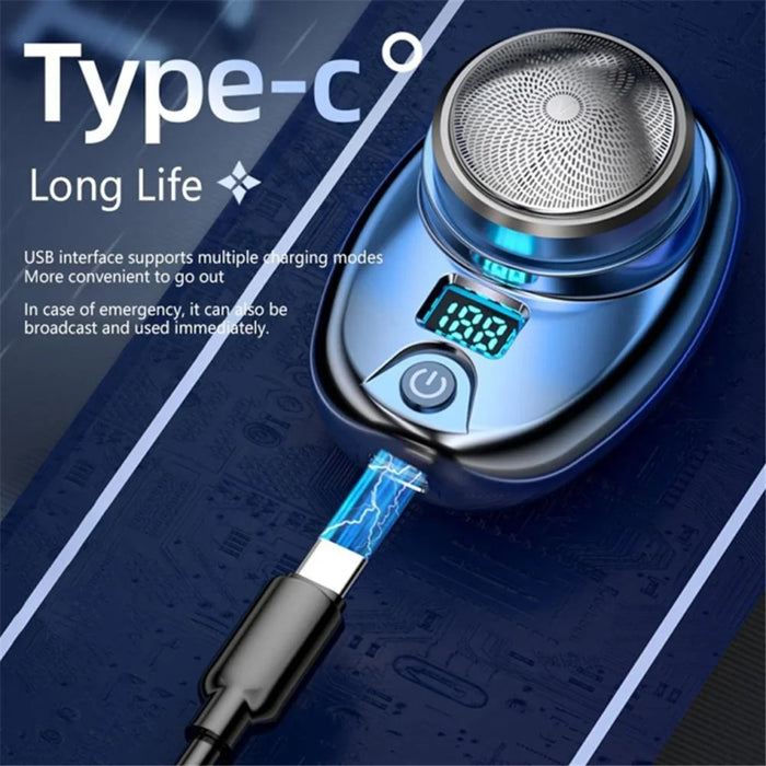 Portable Electric Razor Digital Display Mini Waterproof ABS Rechargeable Cordless Shaver - Silver - 3