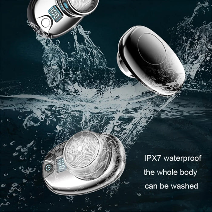 Portable Electric Razor Digital Display Mini Waterproof ABS Rechargeable Cordless Shaver - Silver - 5