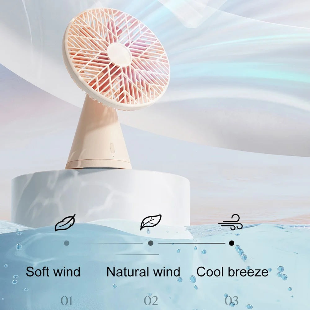 SOTHING Forest Pro Desktop Fan 3 Wind Speeds Shaking Head USB Rechargeable Cooling Fan - Apricot - 6