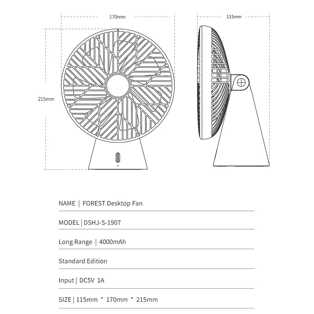 SOTHING Forest Desktop Fan USB Rechargeable Mute Cooling Fan with 3 Wind Speeds - White - 7