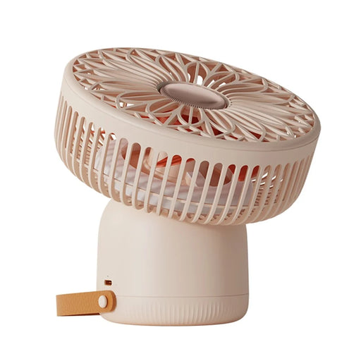 SOTHING Muguet Multifunction Desktop Fan USB Powered Night Light Ceiling Fan with Remote Control, EU Plug - Apricot - 1