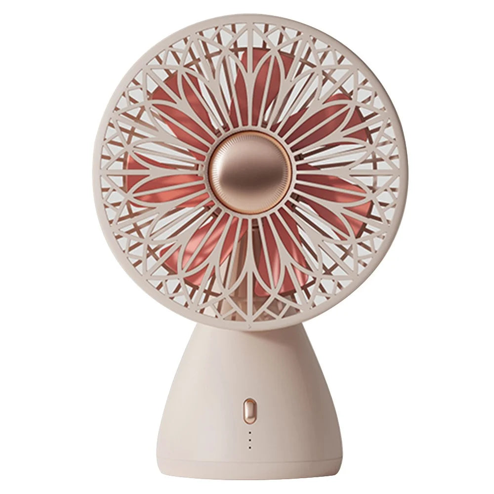 SOTHING Bridal Bouquet Desktop Fan Shaking Head USB Rechargeable Cooling Fan - Apricot - 1