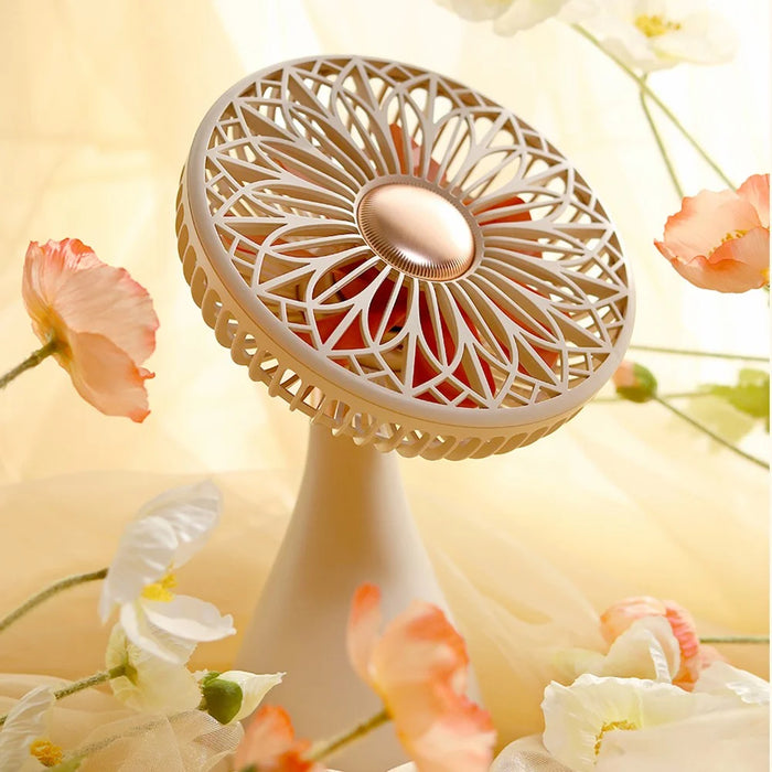 SOTHING Bridal Bouquet Desktop Fan Shaking Head USB Rechargeable Cooling Fan - Apricot - 6