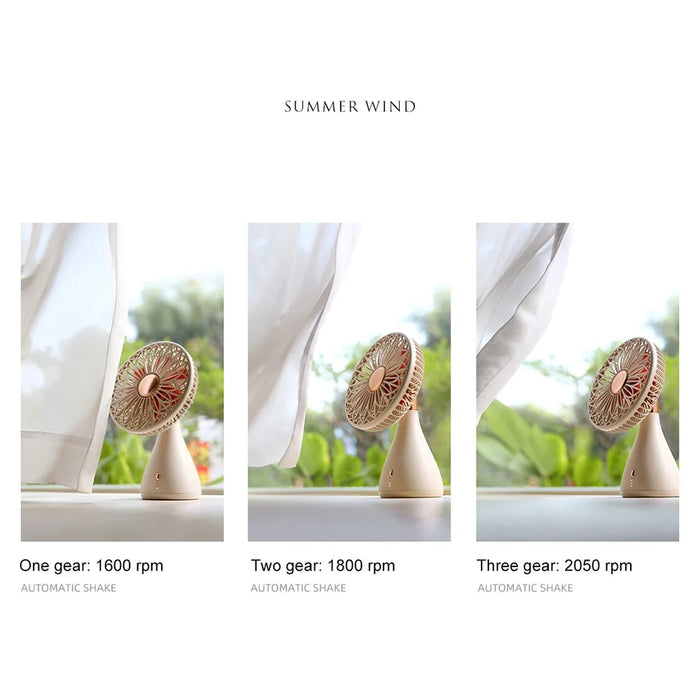 SOTHING Bridal Bouquet Desktop Fan Shaking Head USB Rechargeable Cooling Fan - Apricot - 7