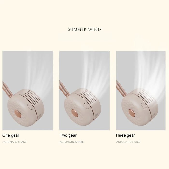SOTHING Neck-Mounted Fan USB Rechargeable Bladeless 360-Degree Rotation Cooling Fan - Apricot - 7