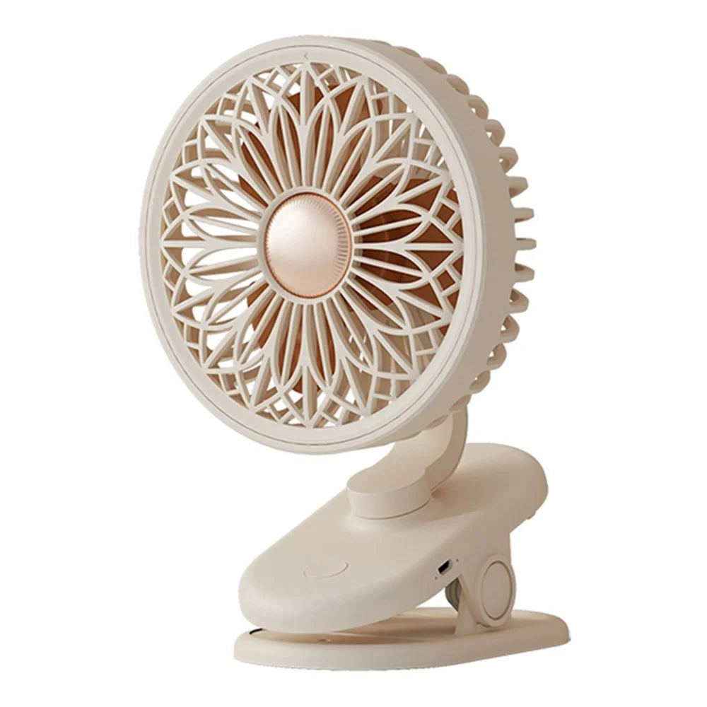 SOTHING Galsang Flower Clip-on Fan USB Rechargeable Desktop Mute Cooler Fan, 2000mAh - Apricot - 1