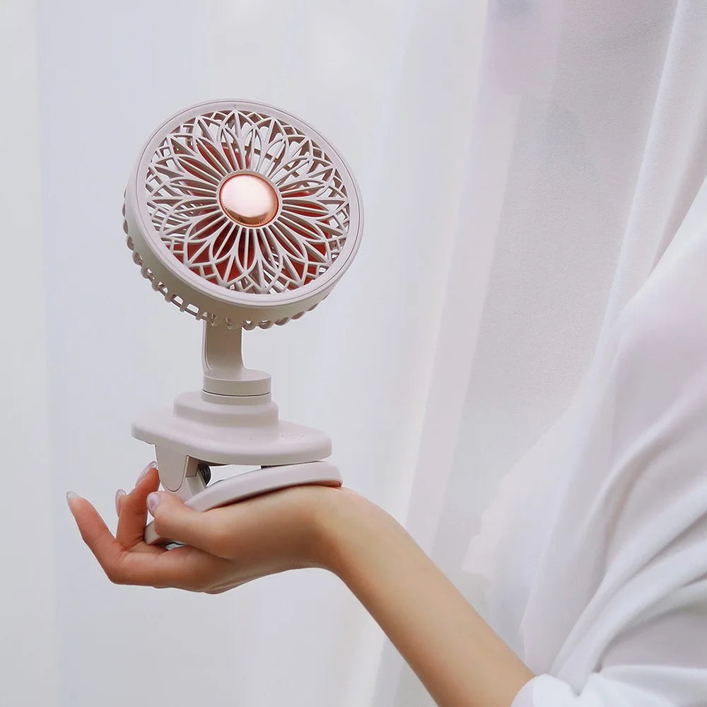 SOTHING Galsang Flower Clip-on Fan USB Rechargeable Desktop Mute Cooler Fan, 2000mAh - Apricot - 2