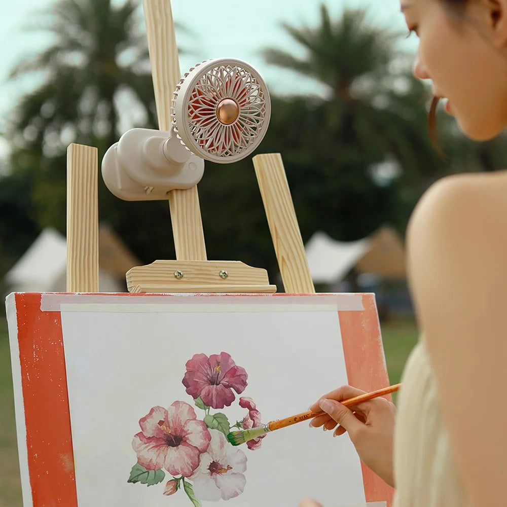 SOTHING Galsang Flower Clip-on Fan USB Rechargeable Desktop Mute Cooler Fan, 2000mAh - Apricot - 3