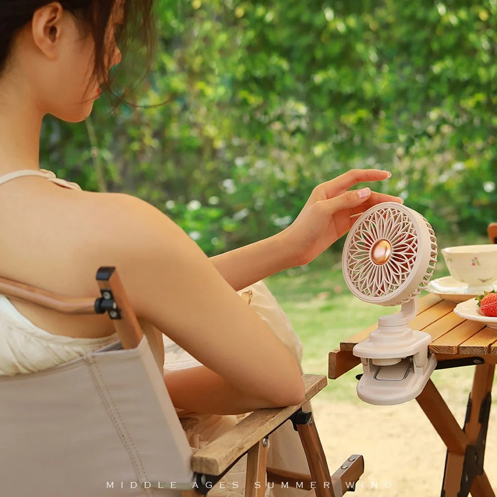 SOTHING Galsang Flower Clip-on Fan USB Rechargeable Desktop Mute Cooler Fan, 2000mAh - Apricot - 4
