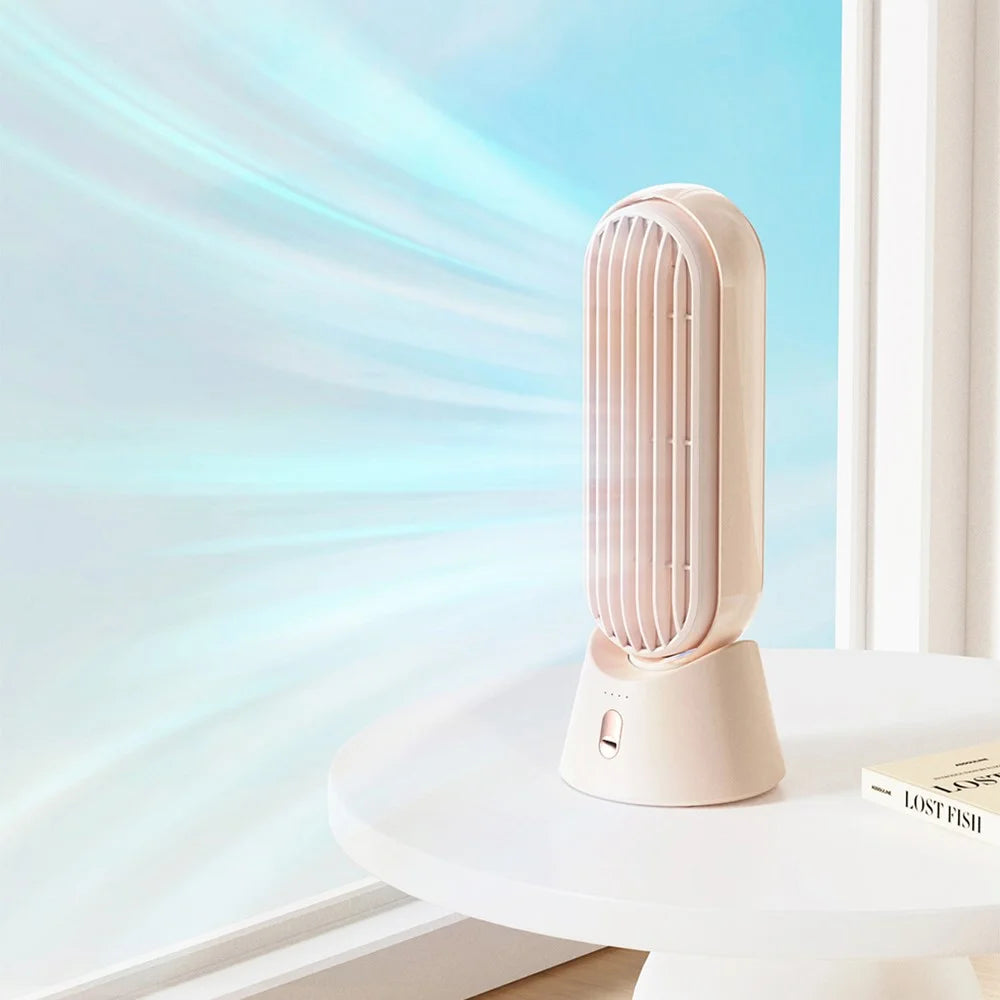 SOTHING Desktop Tower Fan USB Powered Bladeless Mute Standing Desk Fan for Home Office, EU Plug - 3