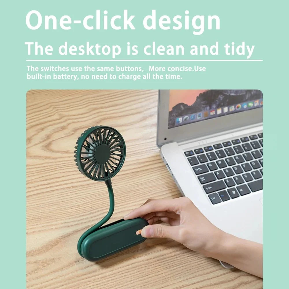 N2 Portable Handheld Fan Brushless Motor Neck-Mounted Mini Cooling Fan - Green - 4