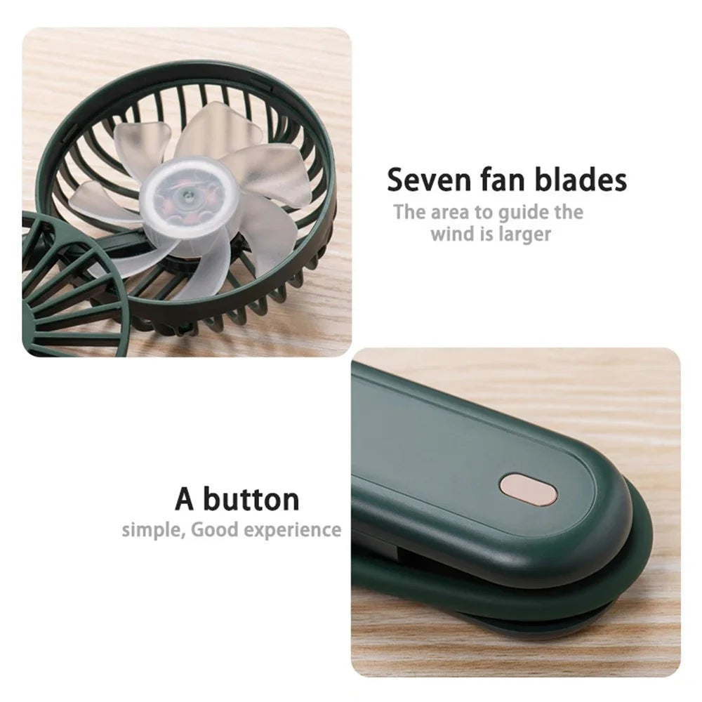 N2 Portable Handheld Fan Brushless Motor Neck-Mounted Mini Cooling Fan - Green - 6