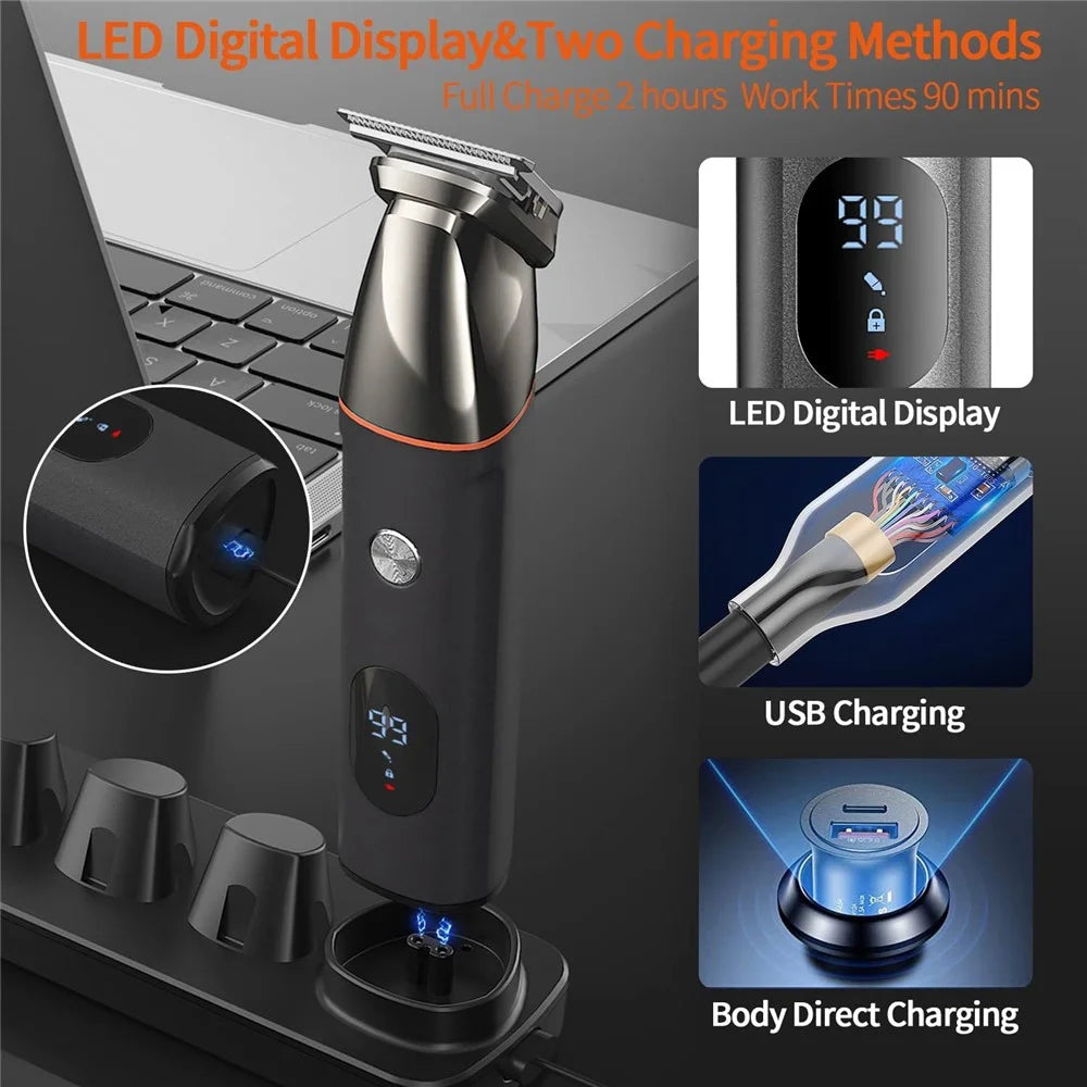 U-881 Multi-Function Digital Display Electric Shaver Portable Hair Trimmer for Home - Silver - 2