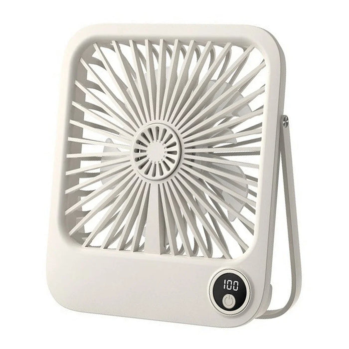 W30 Battery-Powered Digital Display Cooling Fan Portable Quiet Mini Desktop Fan - Beige - 2