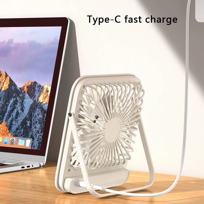 W30 Battery-Powered Digital Display Cooling Fan Portable Quiet Mini Desktop Fan - Beige - 4