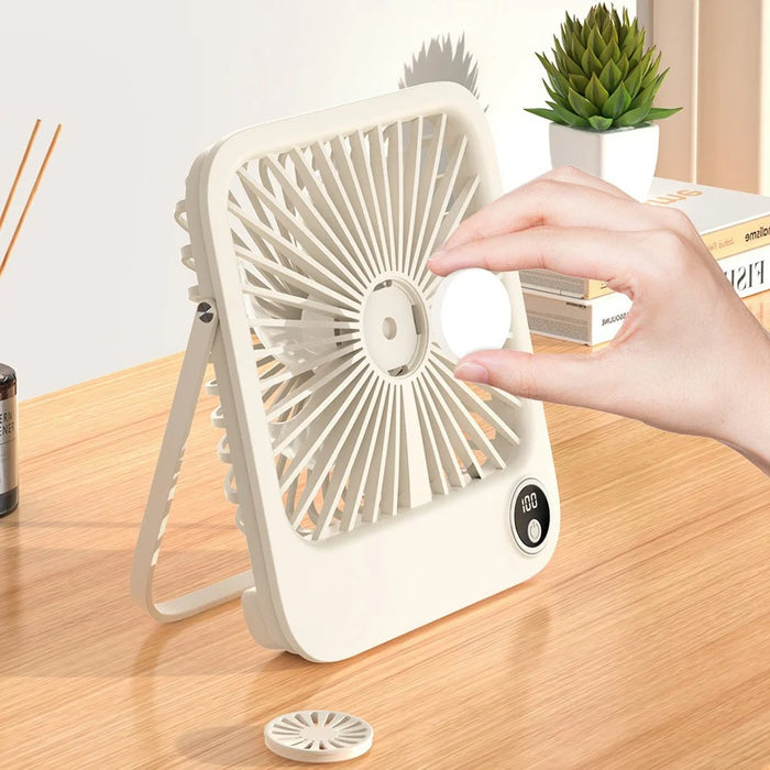 W30 Battery-Powered Digital Display Cooling Fan Portable Quiet Mini Desktop Fan - Beige - 5