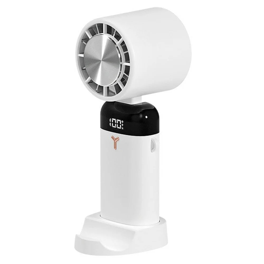 S3213 Folding Digital Display Mini Fan Quiet Portable Neck-Mounted Cooling Fan - White - 1