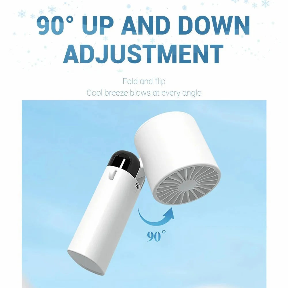 S3213 Folding Digital Display Mini Fan Quiet Portable Neck-Mounted Cooling Fan - White - 4