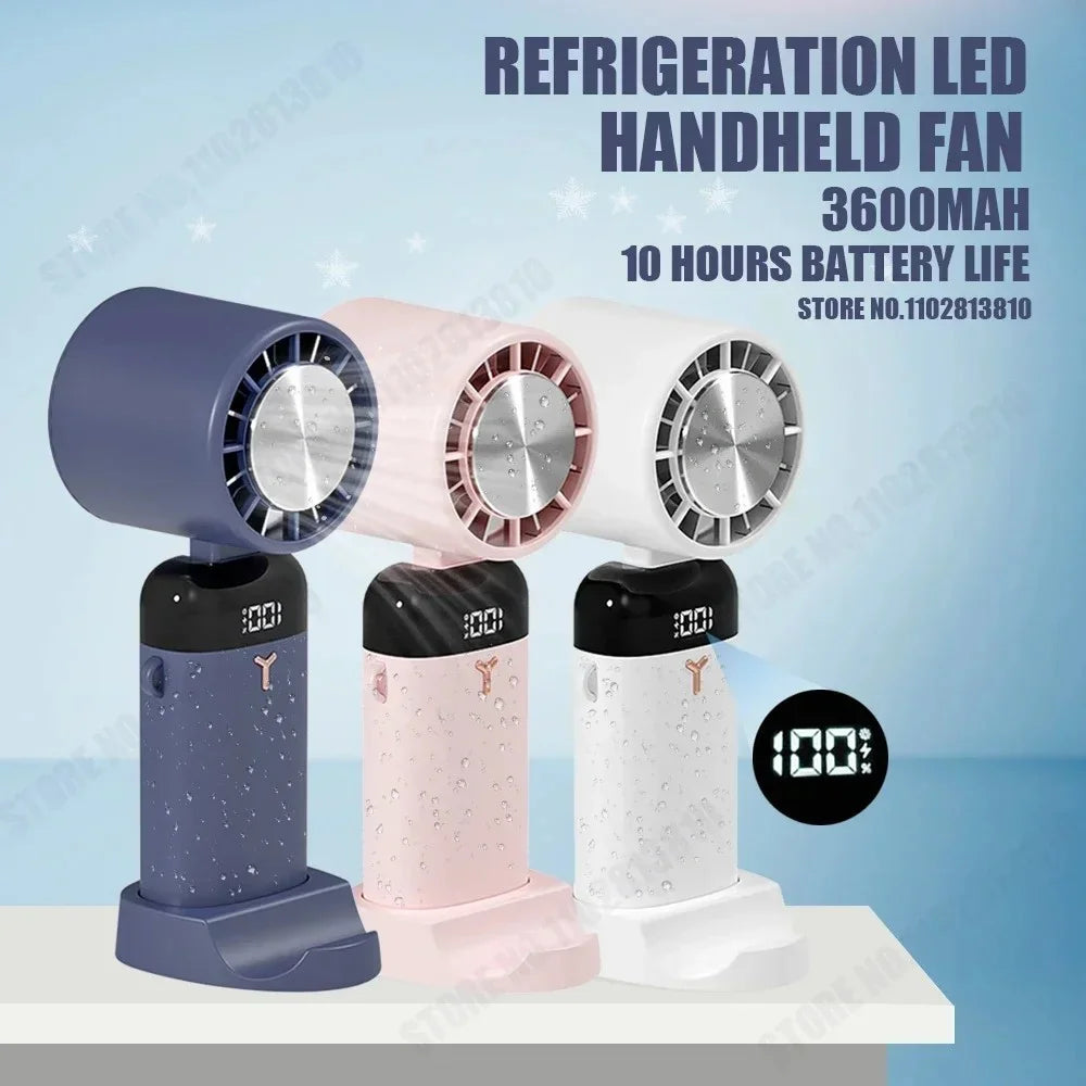 S3213 Folding Digital Display Mini Fan Quiet Portable Neck-Mounted Cooling Fan - White - 7