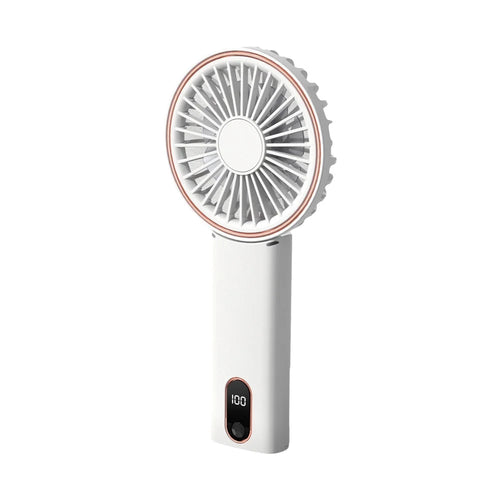 W10 USB Rechargeable 4 Gears Silent Portable Handheld Fan with Digital Display - White - 1