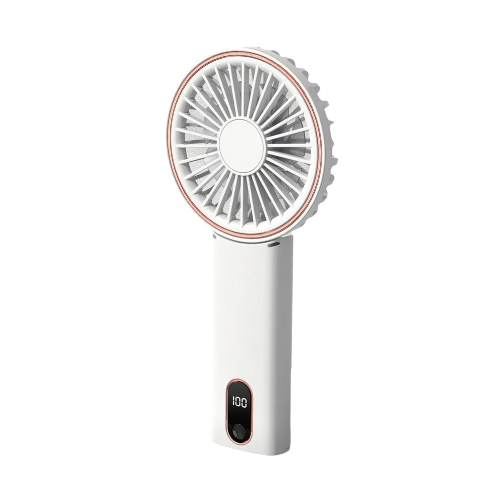 W10 USB Rechargeable 4 Gears Silent Portable Handheld Fan with Digital Display - White - 1