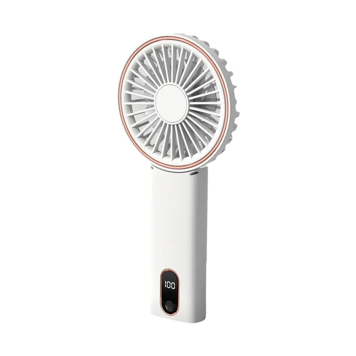W10 USB Rechargeable 4 Gears Silent Portable Handheld Fan with Digital Display - White - 1