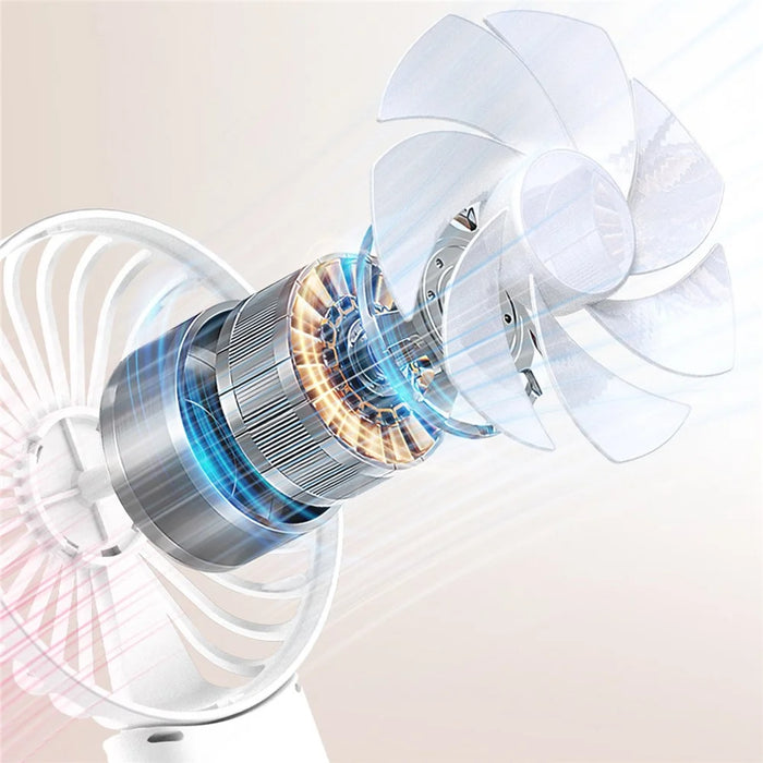 W10 USB Rechargeable 4 Gears Silent Portable Handheld Fan with Digital Display - White - 2