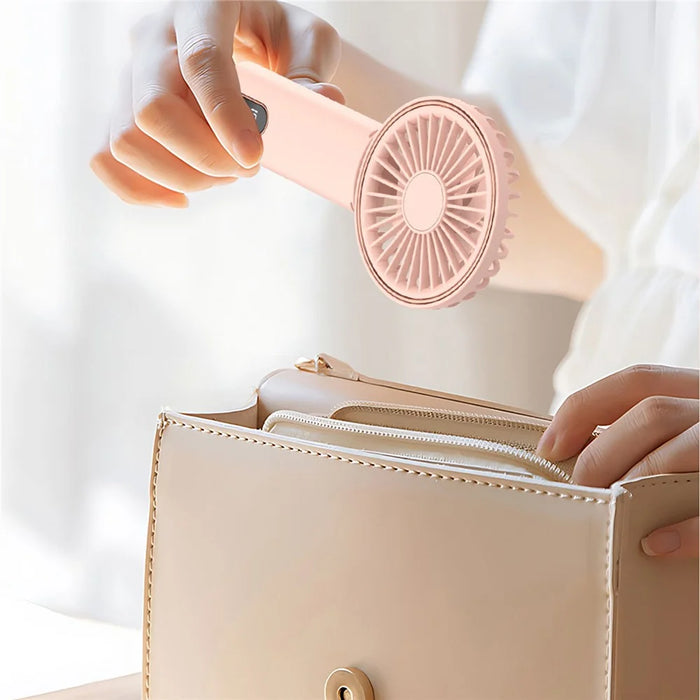 W10 USB Rechargeable 4 Gears Silent Portable Handheld Fan with Digital Display - White - 4