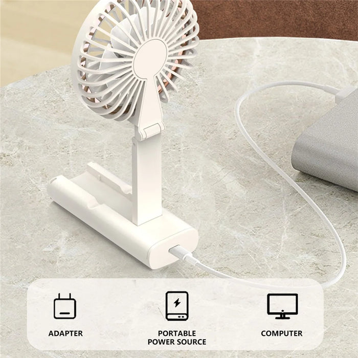 W10 USB Rechargeable 4 Gears Silent Portable Handheld Fan with Digital Display - White - 6