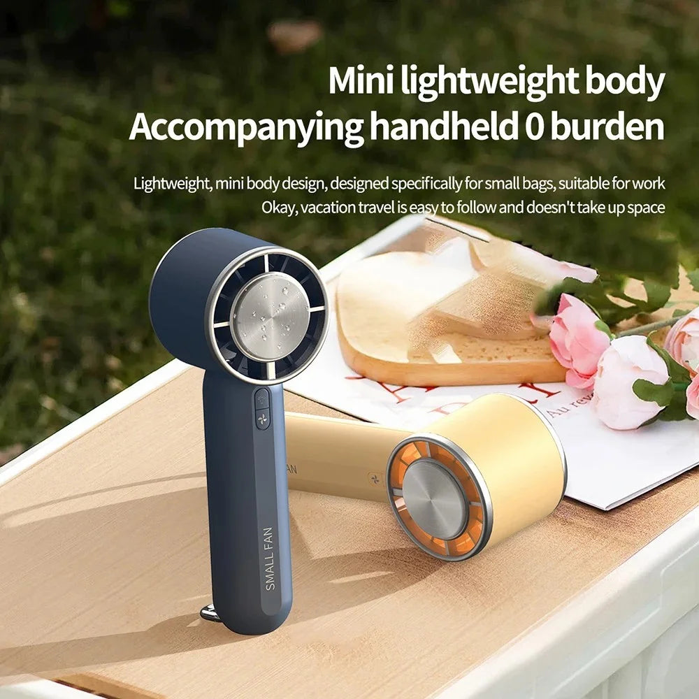 HX138 Outdoor Travel Camping Cold Compress 3 Speed Handheld Fan with Light - Navy Blue - 3