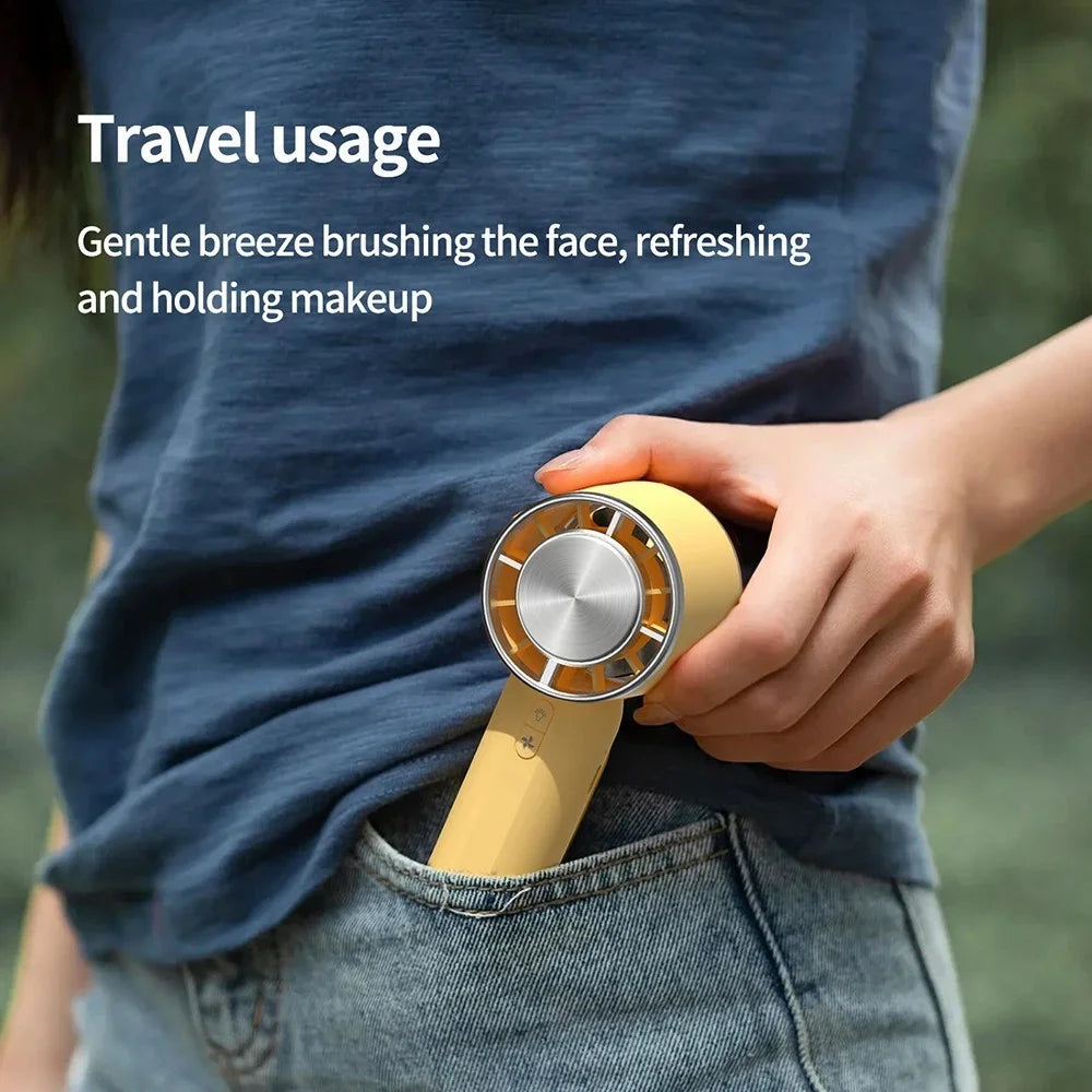 HX138 Outdoor Travel Camping Cold Compress 3 Speed Handheld Fan with Light - Navy Blue - 7