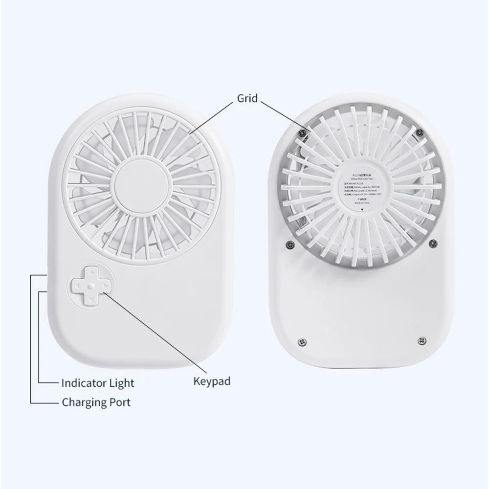 N12B Mini Handheld Fan Cooler Portable Rechargeable Summer Cooling Fan - Pink - 7