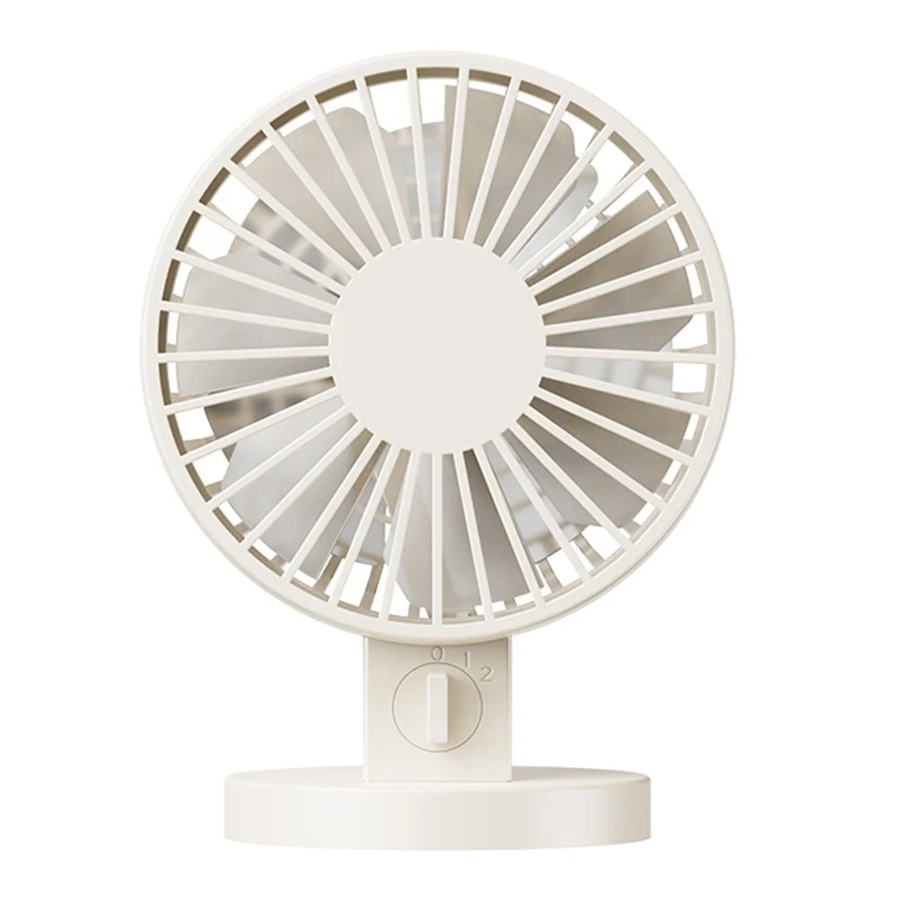 WT8019 USB Mini Desktop Fan Summer Double Blade Angle Adjustable Cooling Fan - Beige - 1